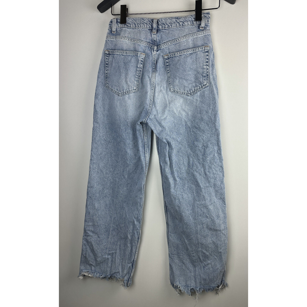 Reformation Wilder High Rise Wide Leg Cropped Jeans Raw Hem Rigid Denim Size 28 - Picture 14 of 14